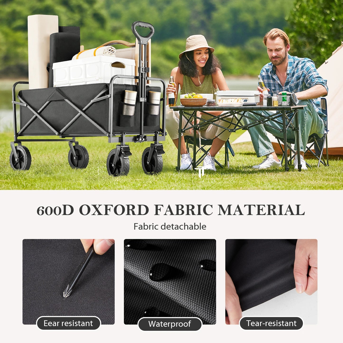 Outdoor Collapsible Foldable Large Capacity Utility Cart