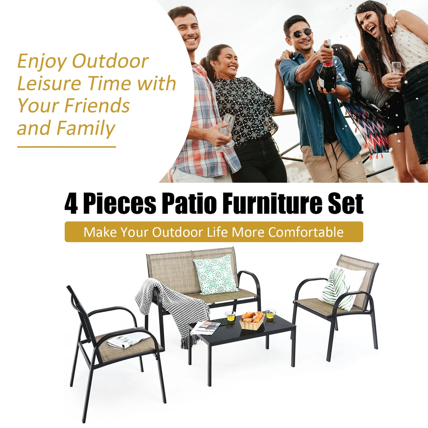 4 PCS Patio Furniture Set