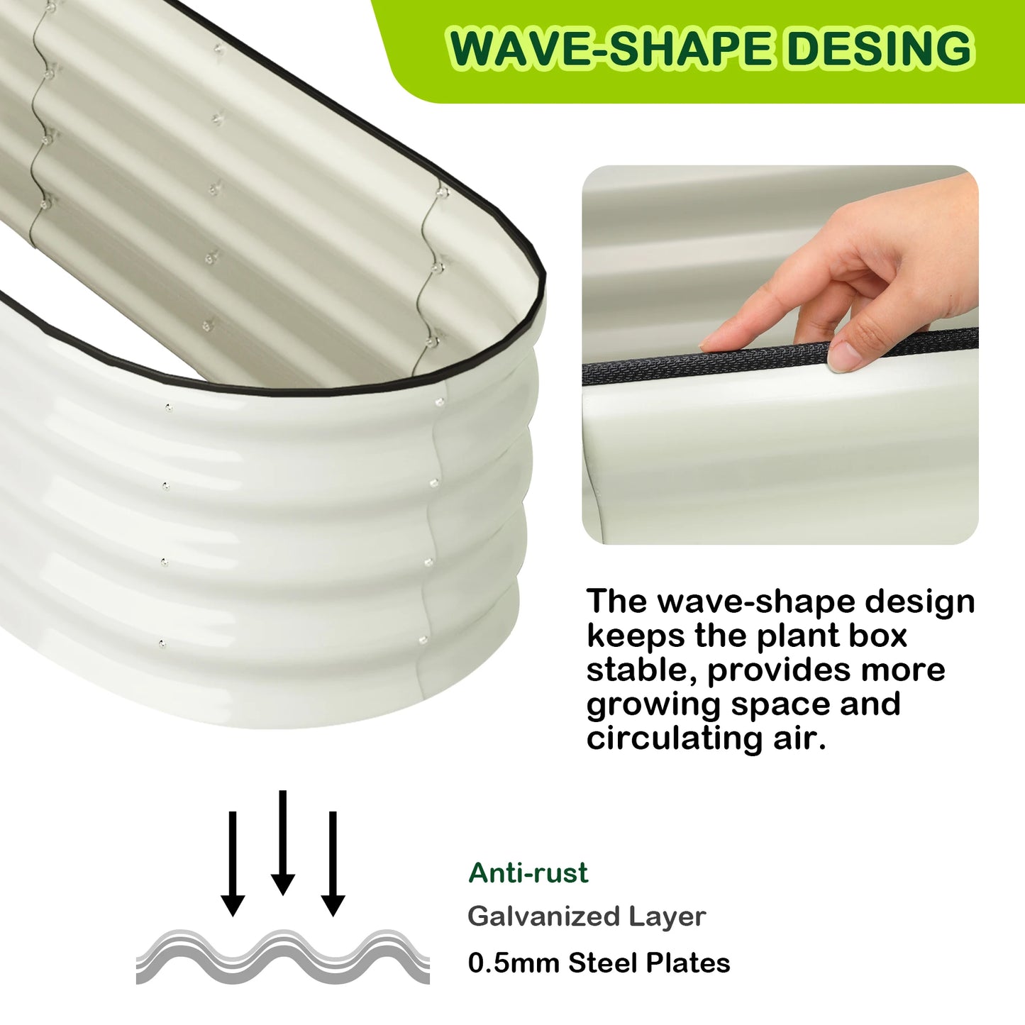 2 Pcs Oval Raised Garden Bed 4.5x2x1ft