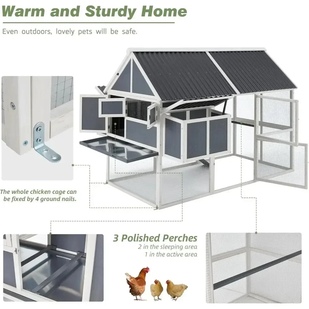 Large Chicken Coop, for 8-10 with Run