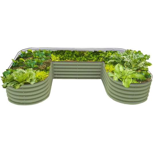 17" Tall U-Shape Raised Garden Bed Metal Raised Planter Bed