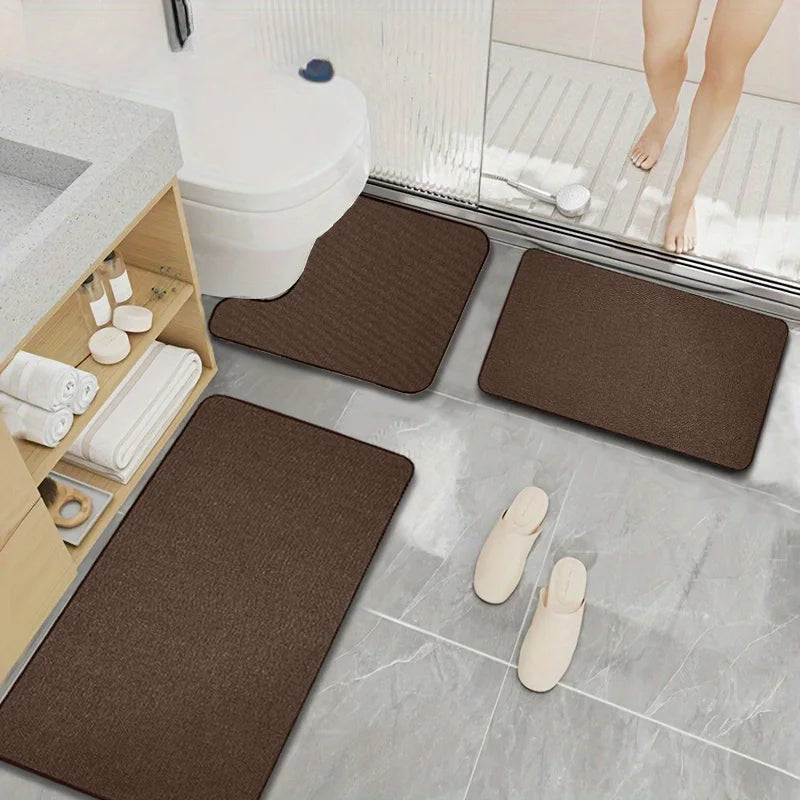 3-piece Bathroom Diatomaceous Earth Non-Slip Mat
