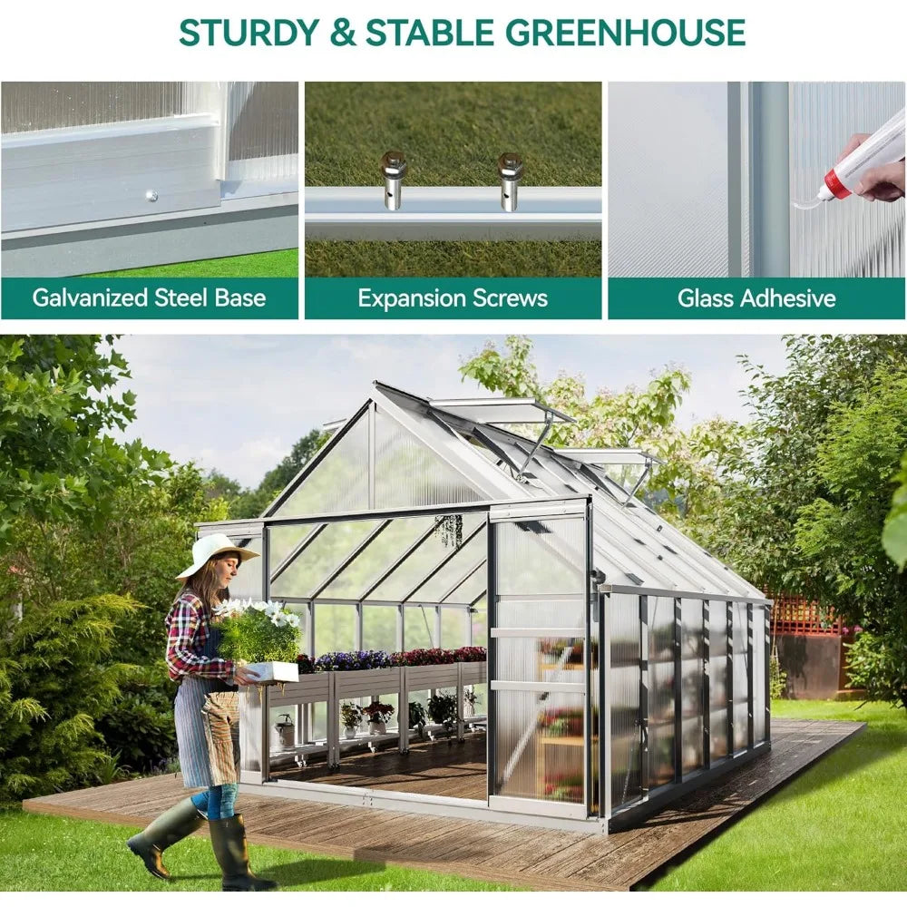 10x12FT Polycarbonate Greenhouse Heavy Duty Green House