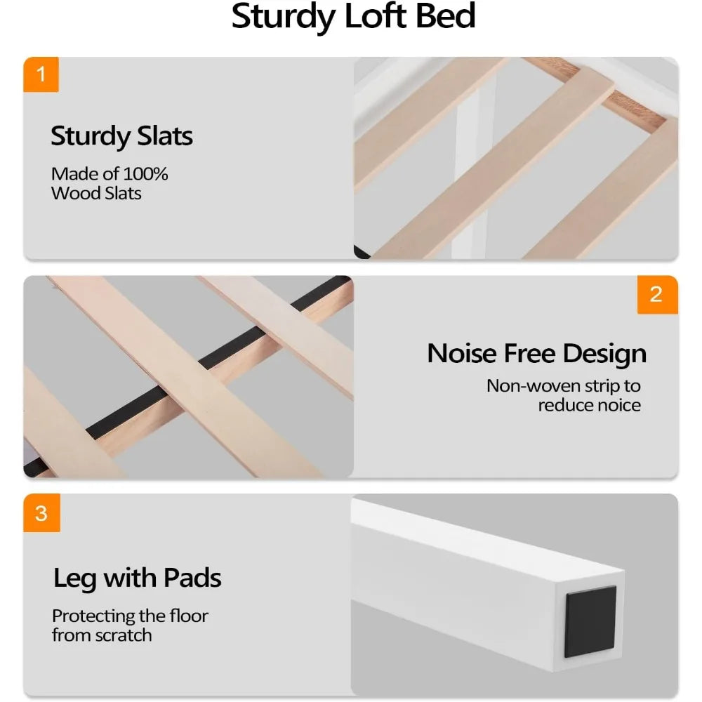 47'' Tall Junior Low Loft Bed with Stairs