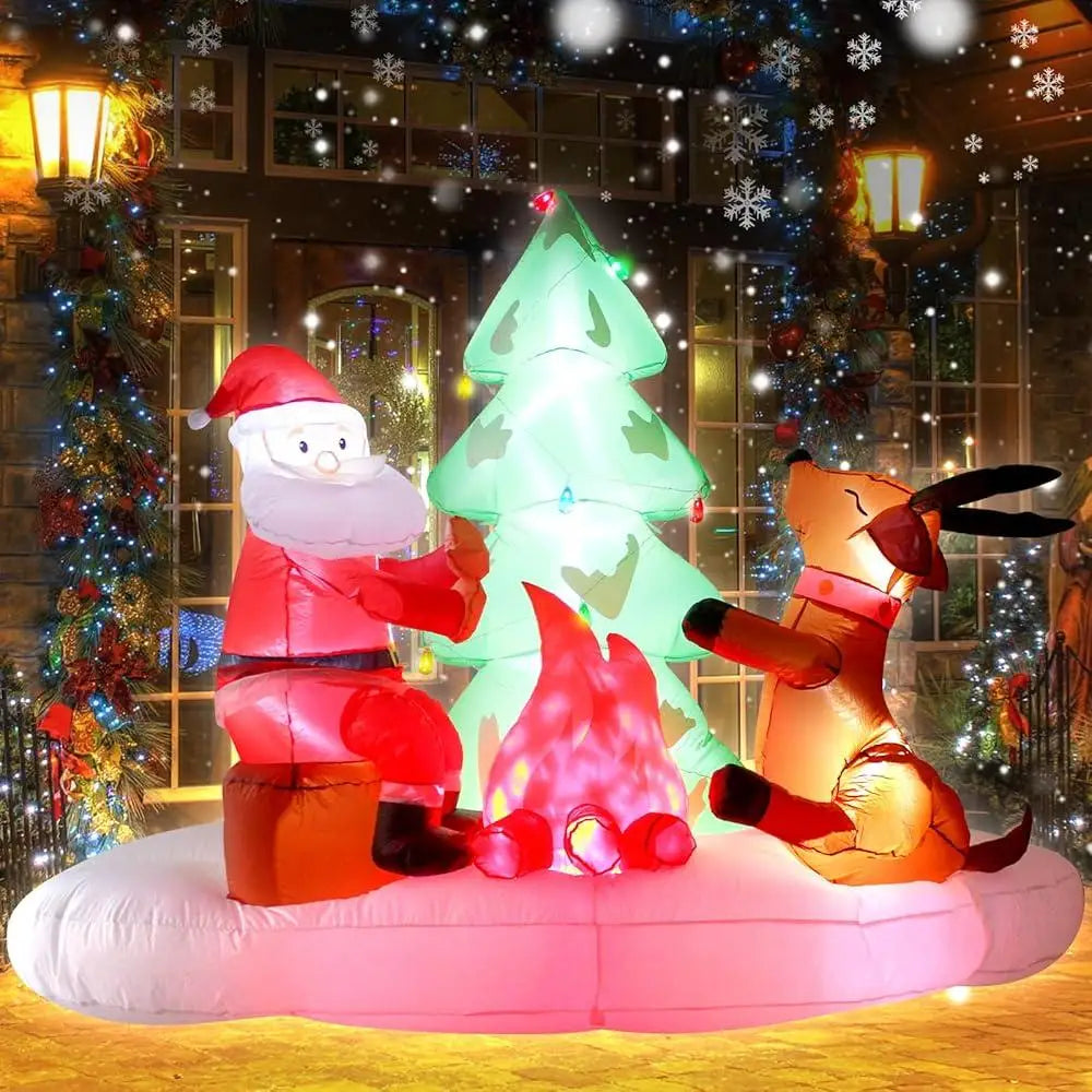 8FT Inflatable Christmas Tree Santa Claus Reindeer LED Lights