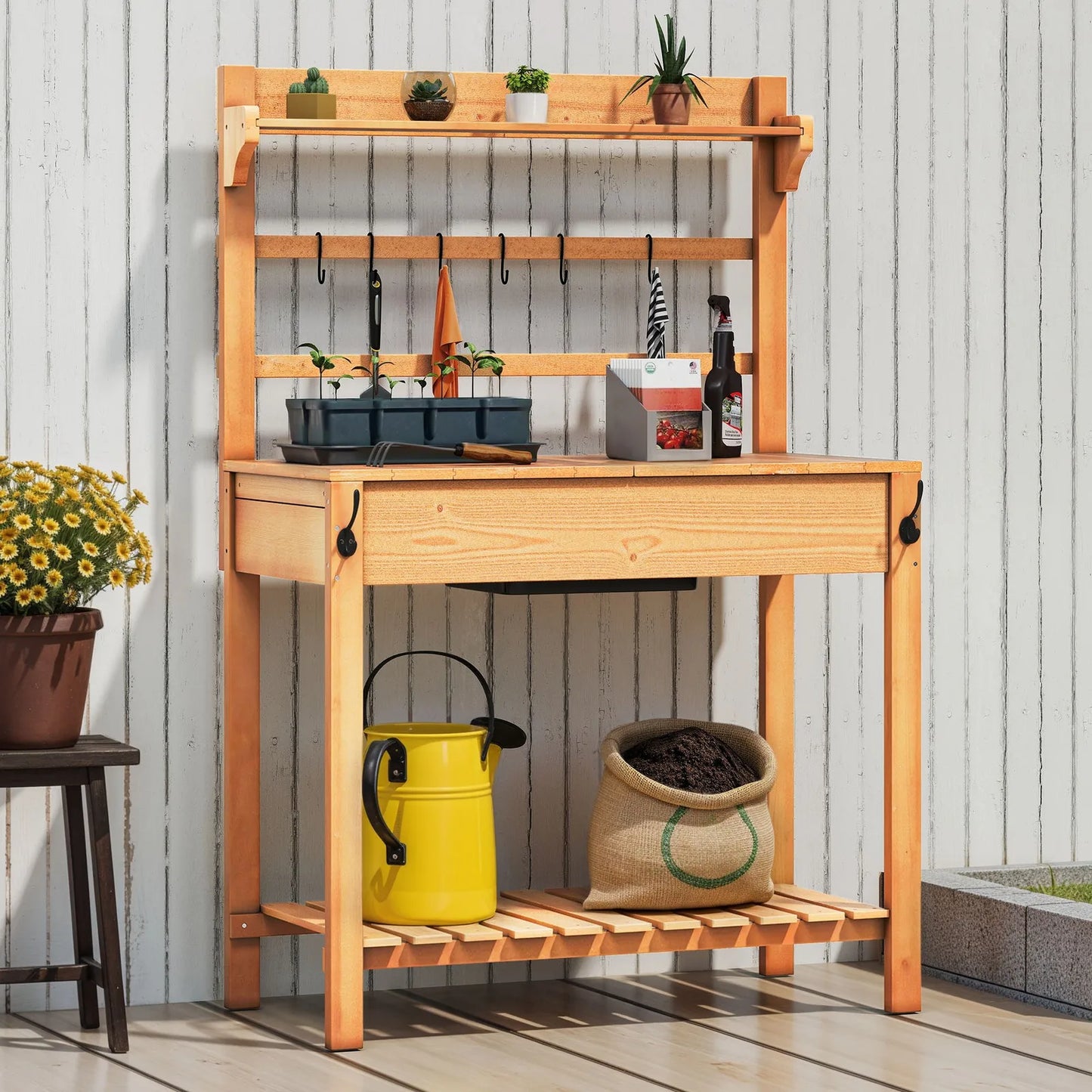 Solid Wood Work Potting Bench