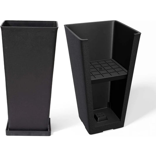 20 Inch Tall Black  Rectangular Outdoor Planters Set of 2,