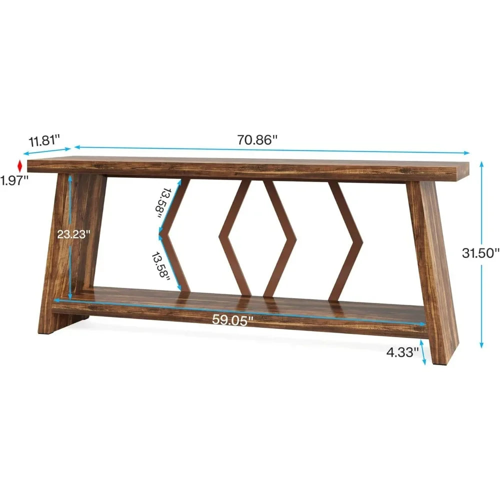 Narrow Long Sofa Entryway Table with Storage