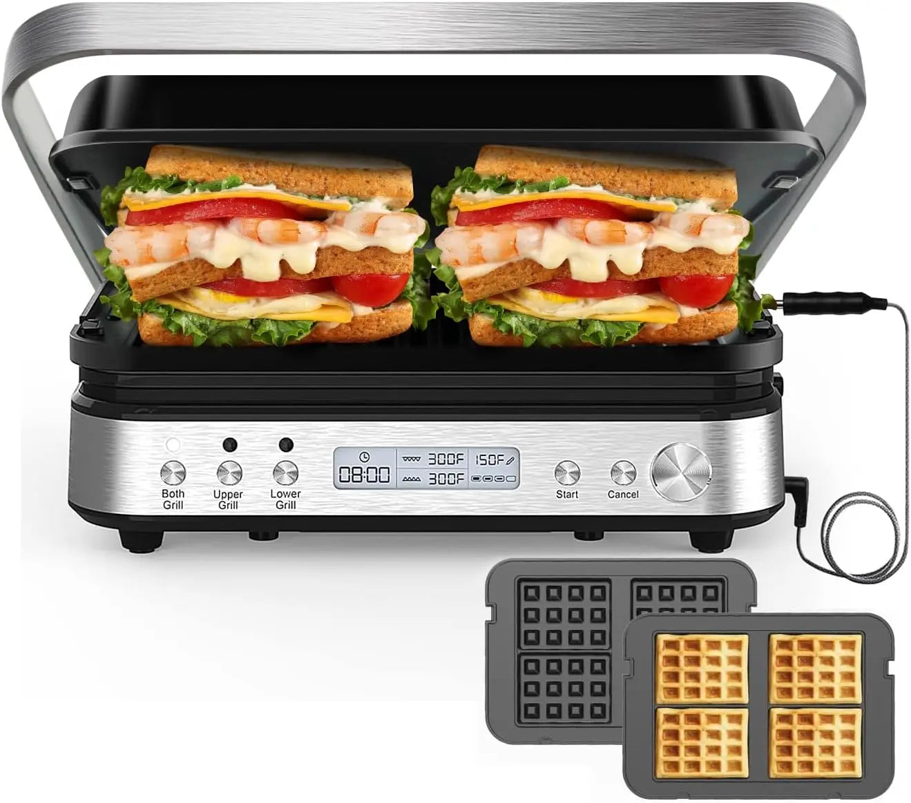 Indoor Grill & Griddle Press Sandwich Maker with Removable Plates