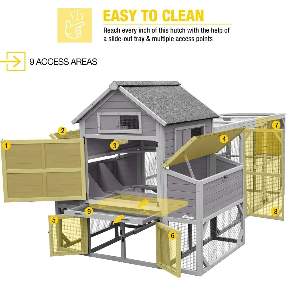 Extra Large Chicken Coop 41.3ft² for 8-10 Chickens