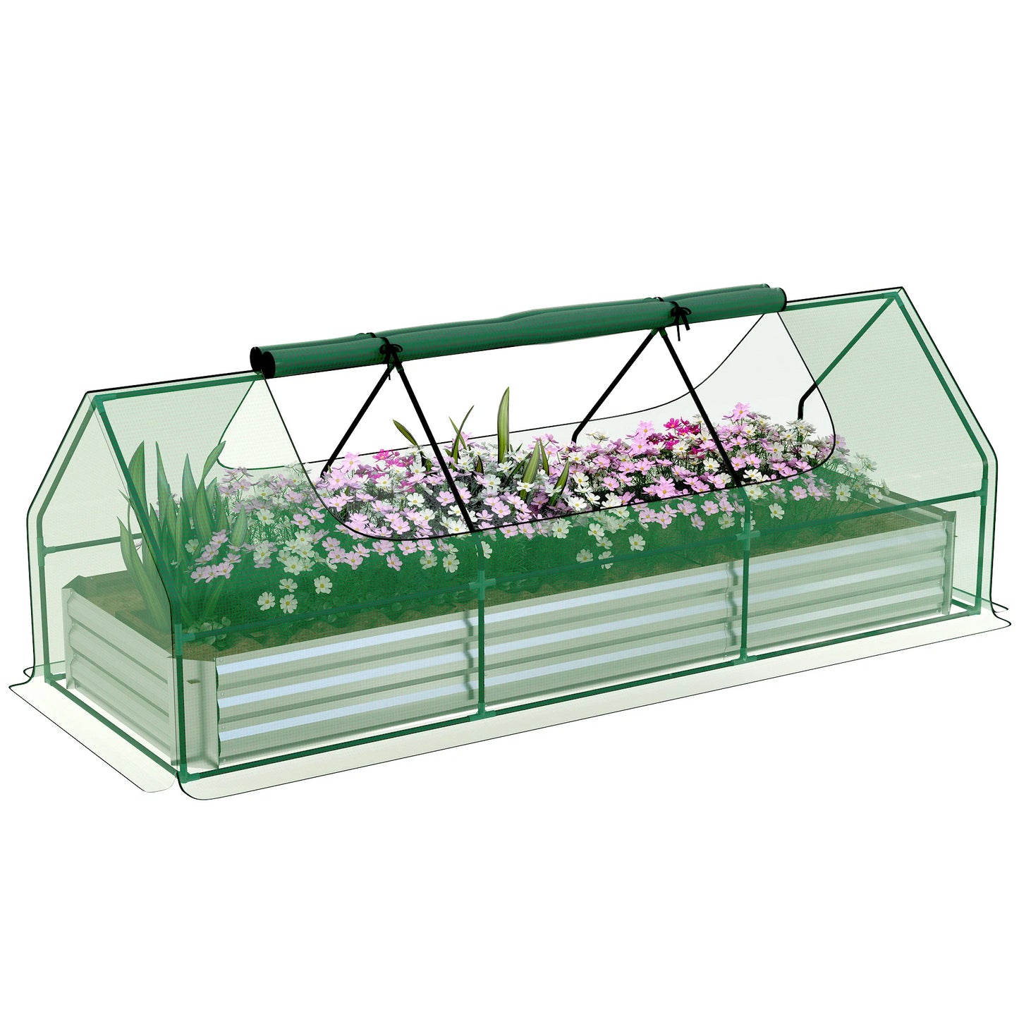 Outsunny 8.6 X 3 X 1ft Raised Garden Bed with Mini Greenhouse