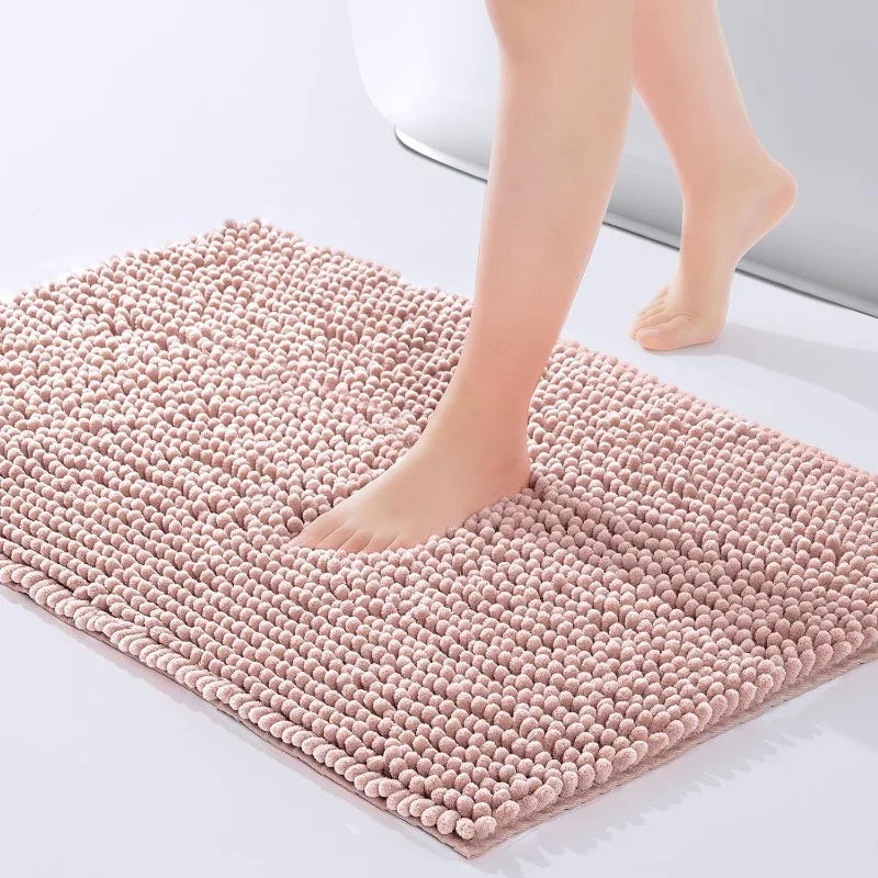 Chenille Bathroom Rugs Mat 24"x17", Non-Slip, Washable