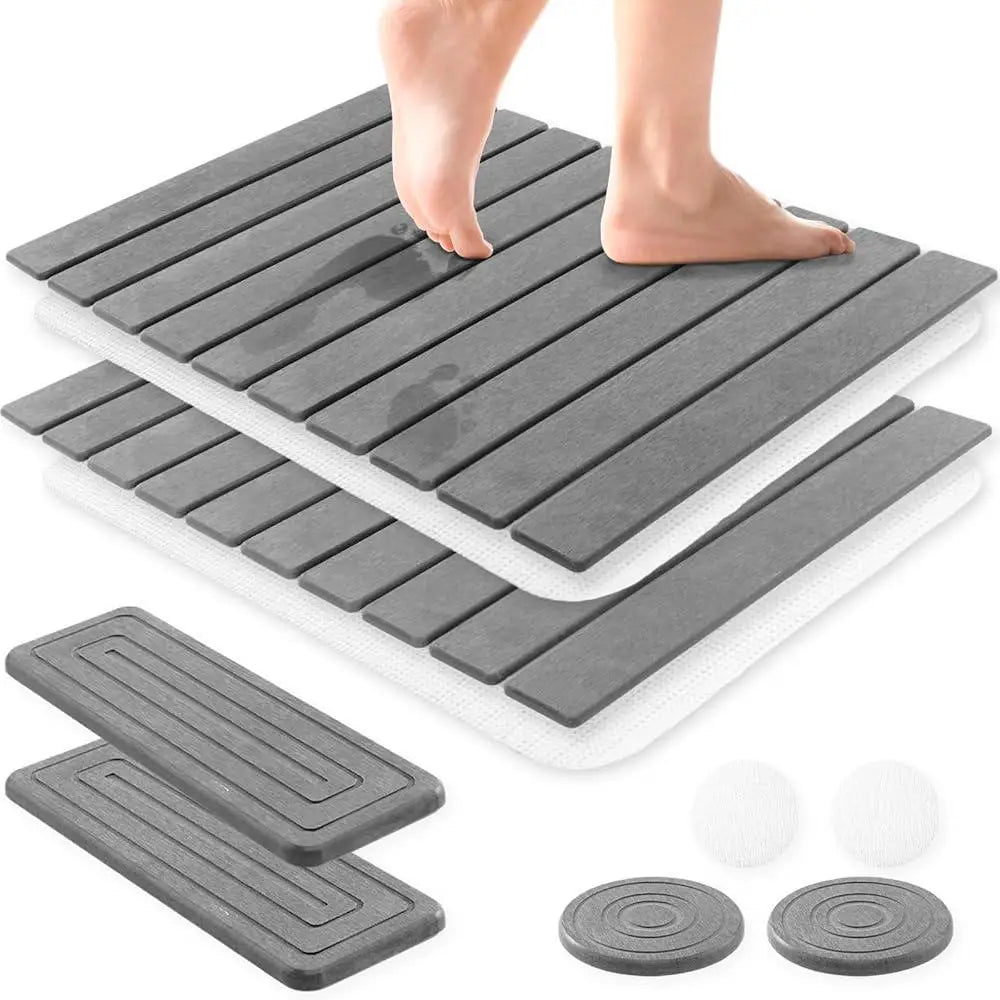 Dutrieuxcn Stone Bath Mat Set Quick Dry Non Slip Diatomite