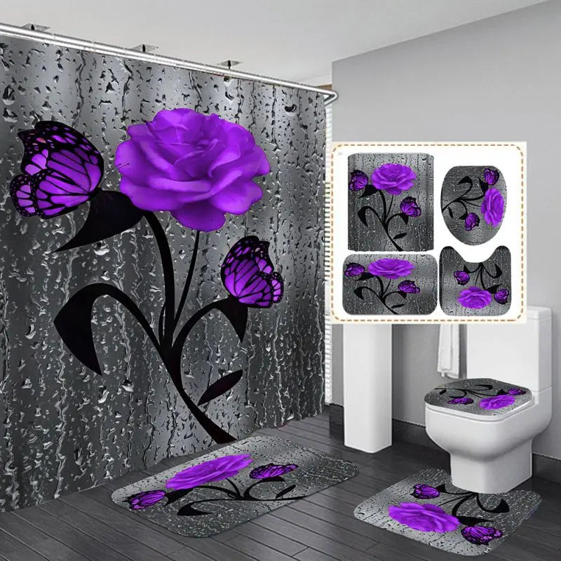 4pcs Shower Curtain Set