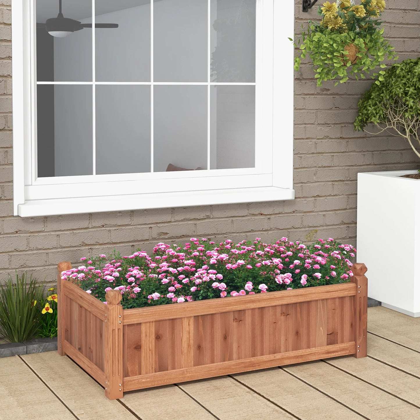 Wooden Raised Garden Bed Planter With Drainage Corners