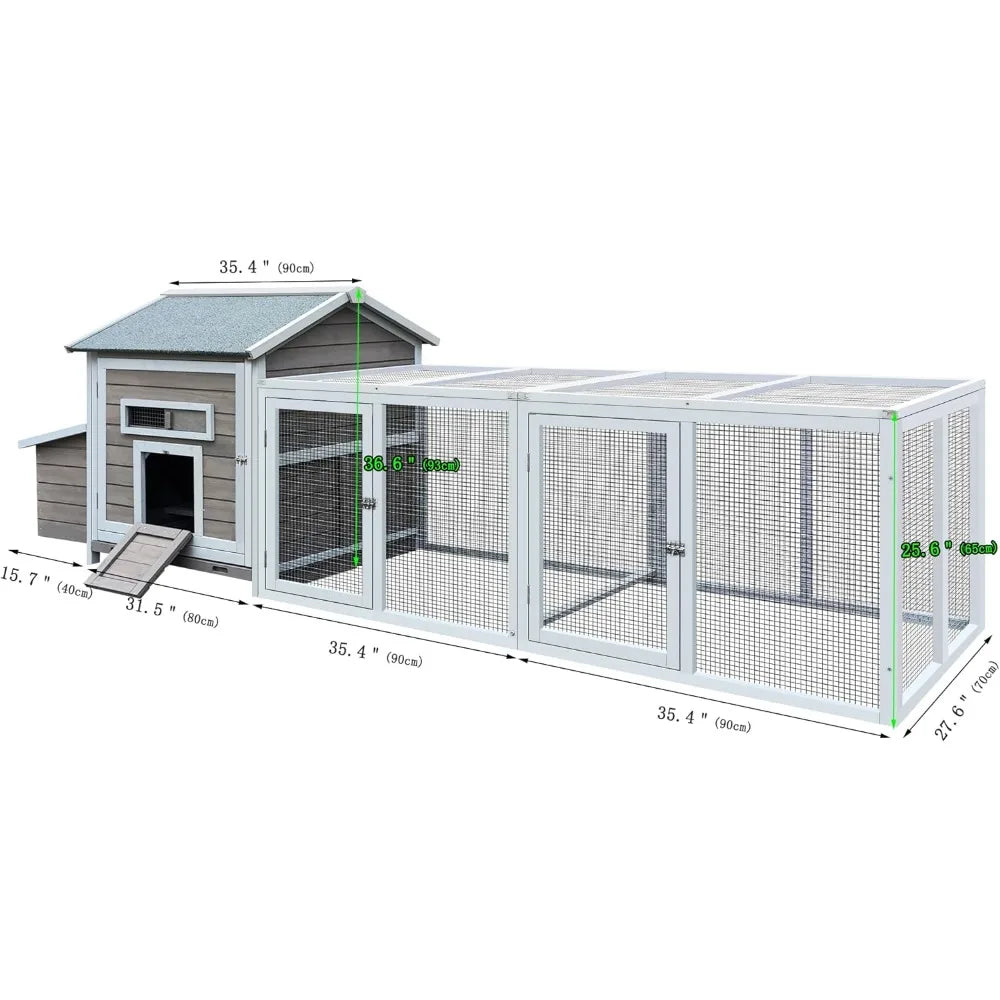 118'' Large Chicken Coop with Run